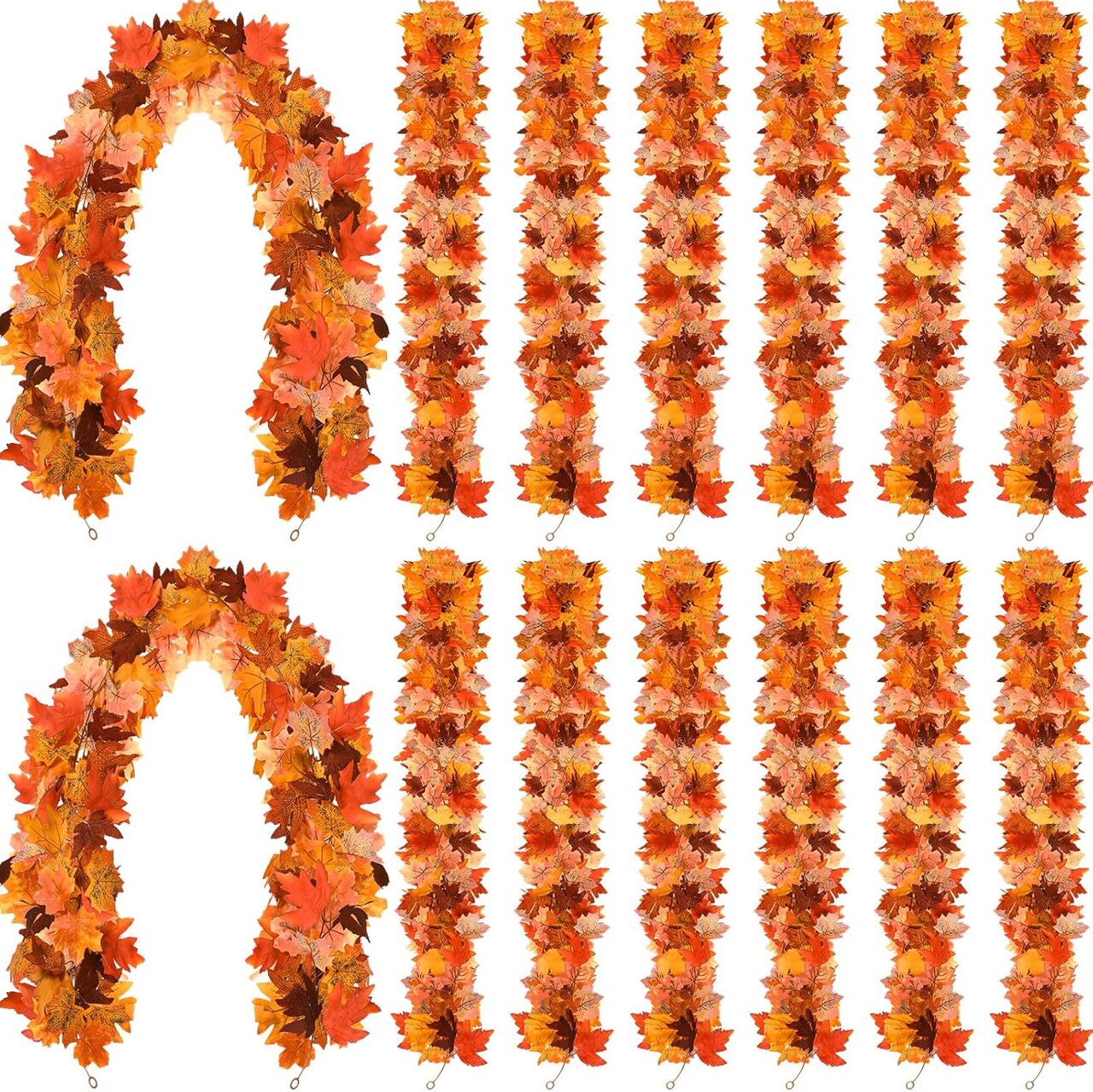 12 Pcs Fall Leaf Garland for Maple 5.7 ft Autumn Leaves Garland Outdoor Fall(16.42 x 9.65 x 7.13 inches)